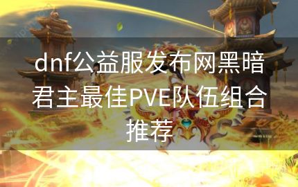 dnf公益服发布网黑暗君主最佳PVE队伍组合推荐