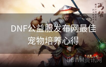 DNF公益服发布网最佳宠物培养心得