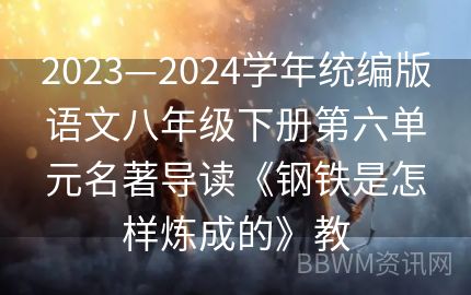 2023—2024学年统编版语文八年级下册第六单元名著导读《钢铁是怎样炼成的》教